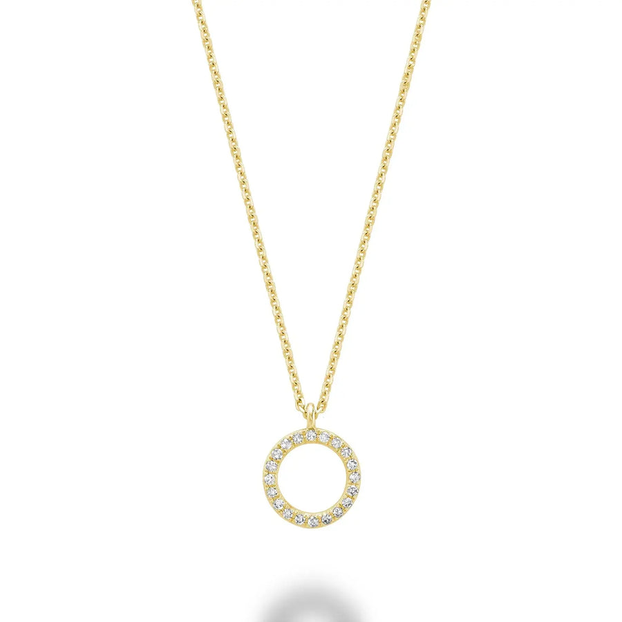 14k Gold Diamond Open Circle Necklace