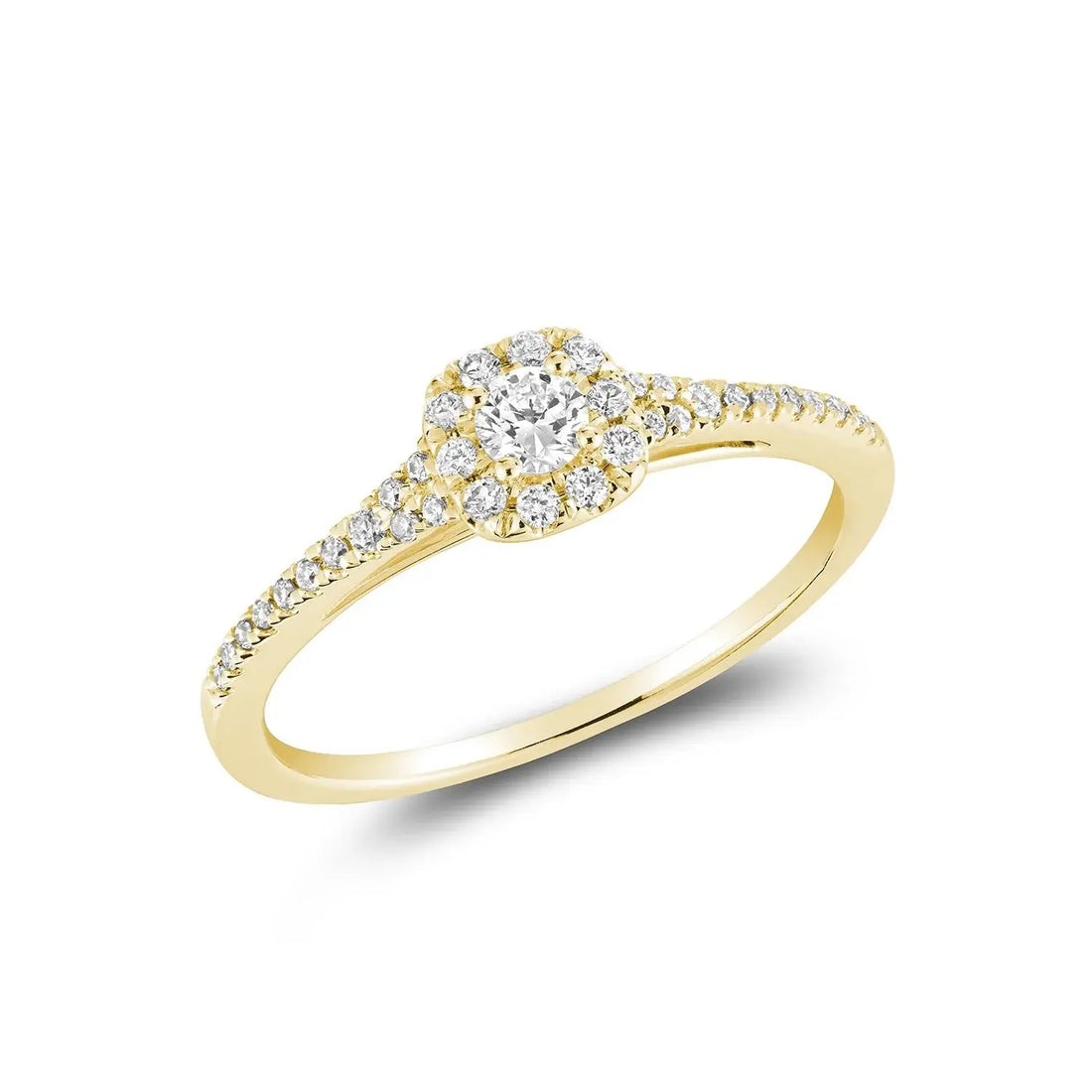 10K Gold Diamond Pave Cushion Halo Ring