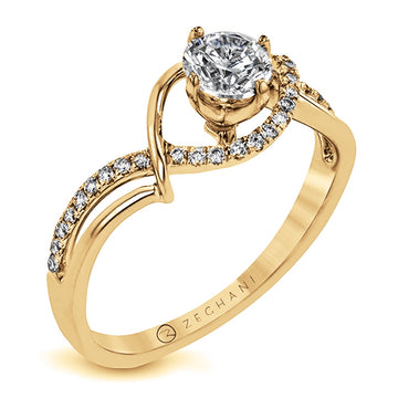 14k Yellow Gold Vintage Open Band Engagement Ring