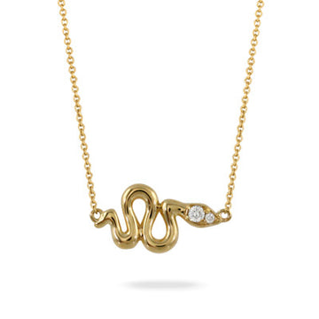 18K Yellow Gold Diamond Serpent Necklace
