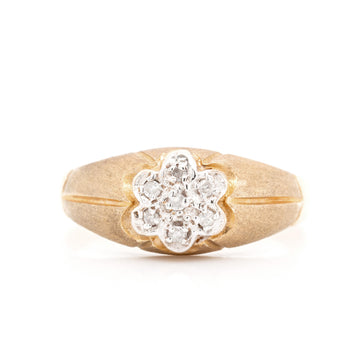 10K Yellow & White Diamond Flower Ring