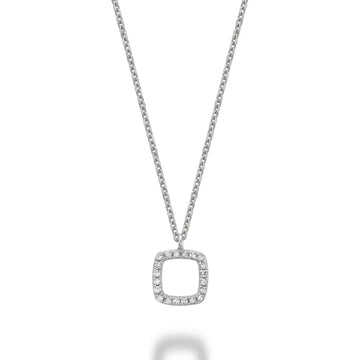 14K Gold Open Diamond Cushion Necklace