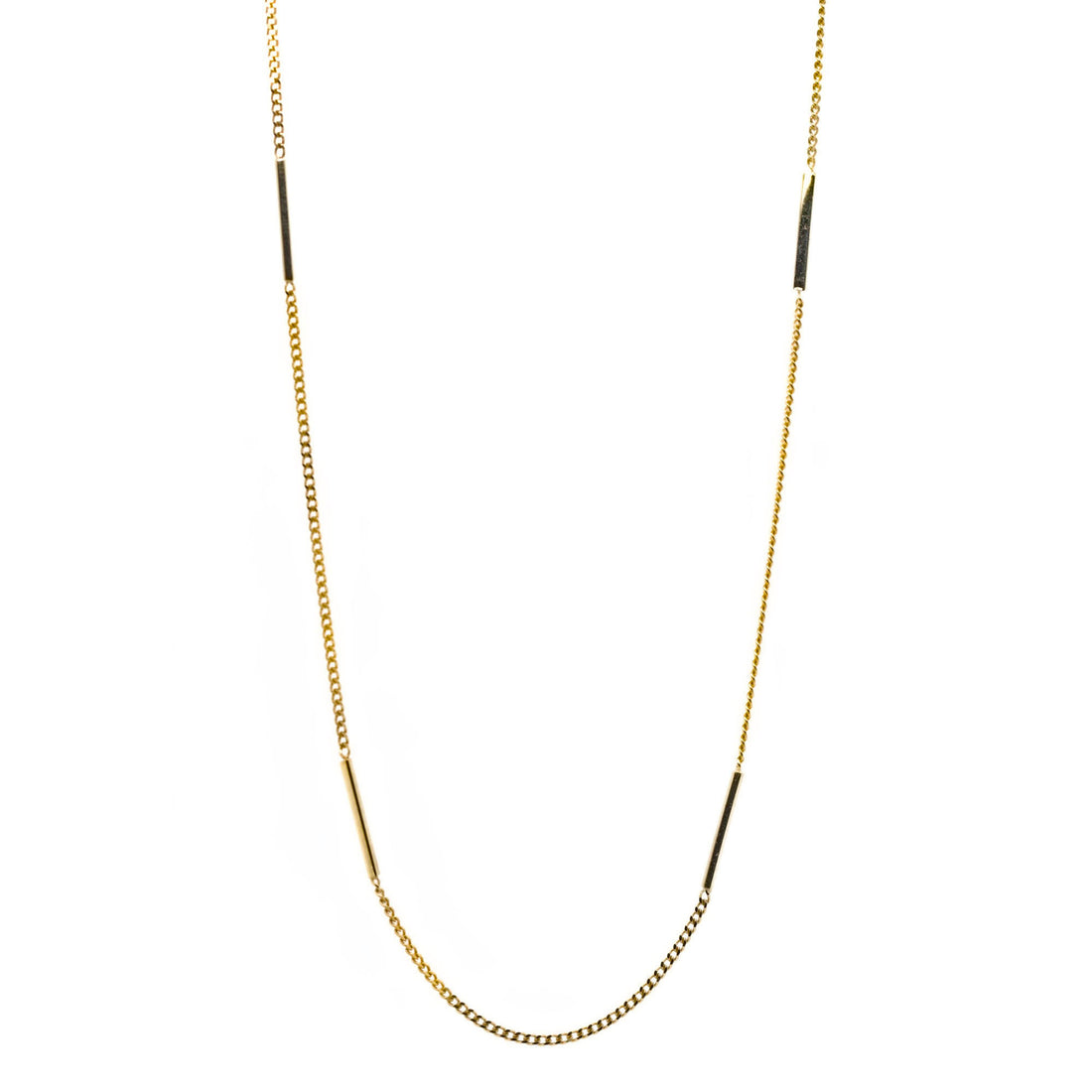 10K Yellow Gold Curb & Bar Necklace