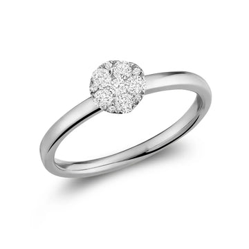 14K White Gold Diamond Round Cluster Ring