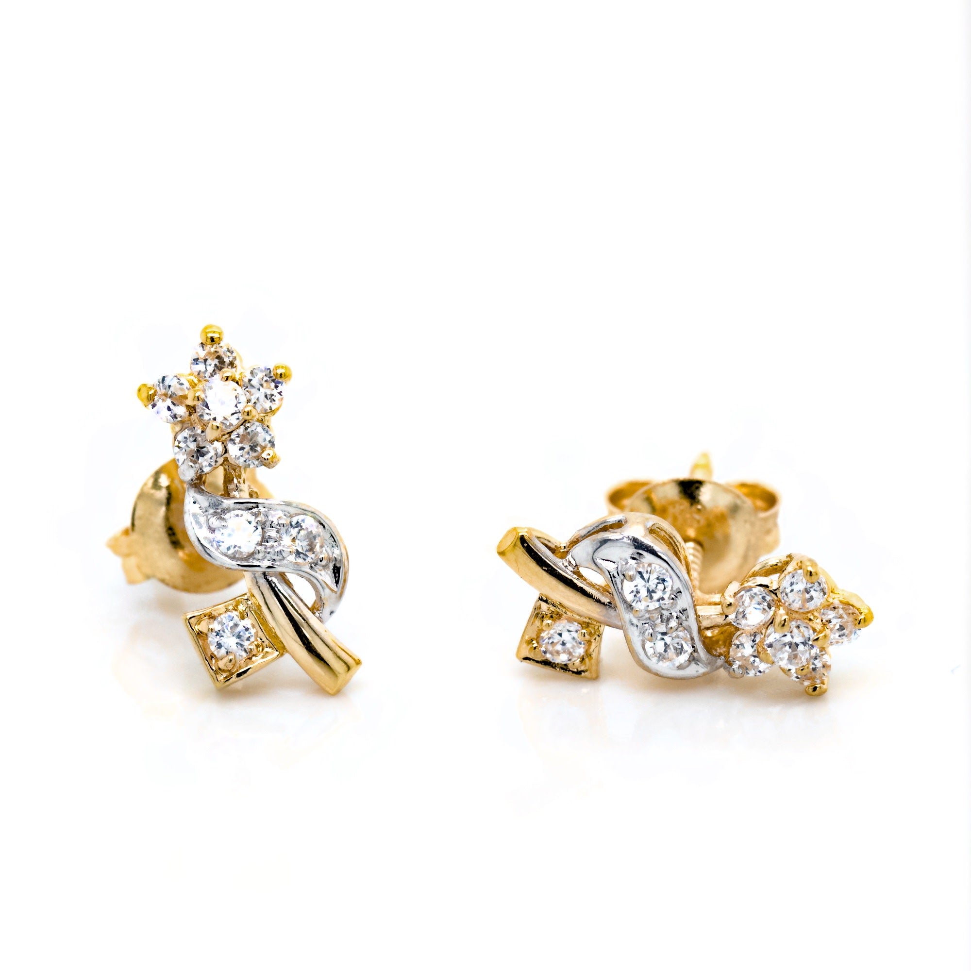 Cubic Zirconia Flower Stud