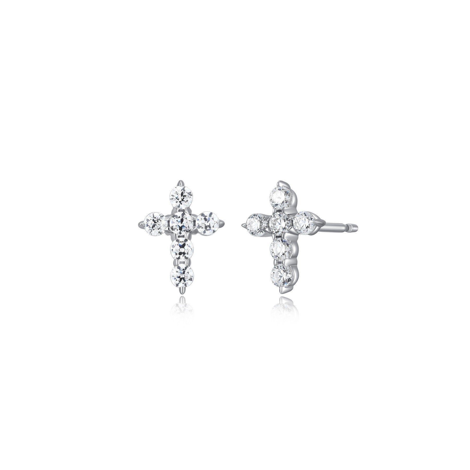 Cubic Zirconia Cross Studs