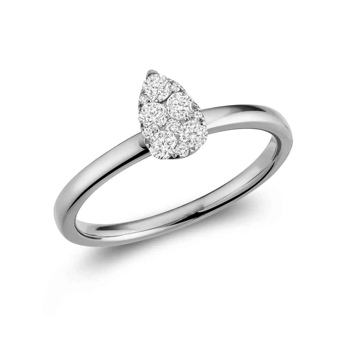 14k White Gold Pear Diamond Cluster Ring