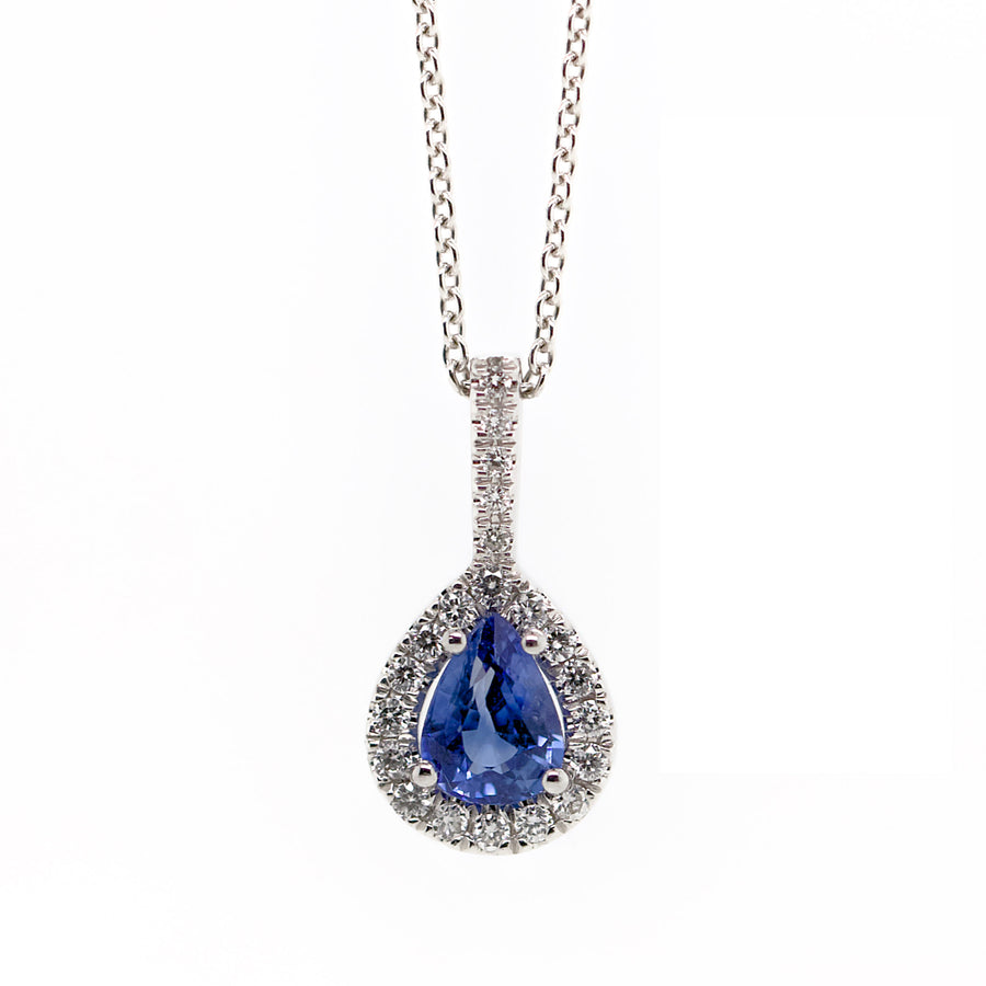 14K White Gold Diamond & Gemstone Necklace