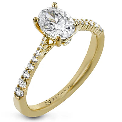 14k Yellow Gold Diamond Oval Engagement Ring