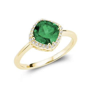 10k Yellow Gold Diamond & Simulated Emerald Ring