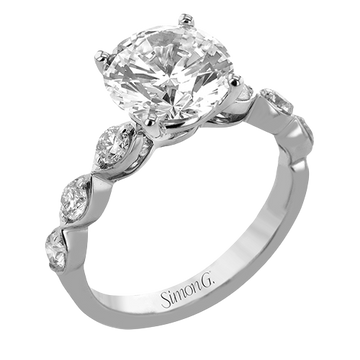 18k White Gold Scalloped  Engagement Band