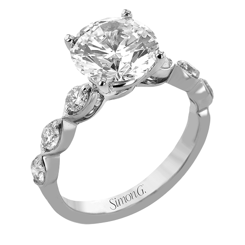 18k White Gold Scalloped  Engagement Band