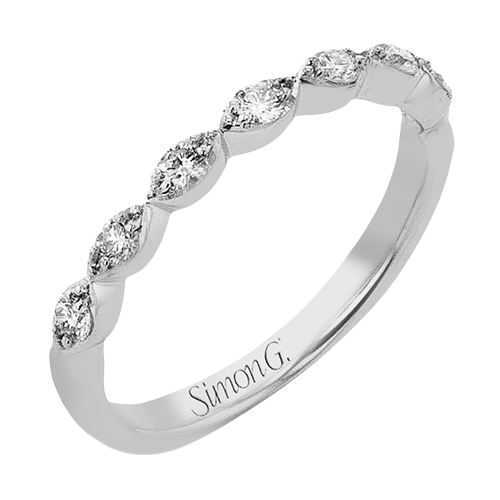 18k White Gold Scalloped Wedding Band