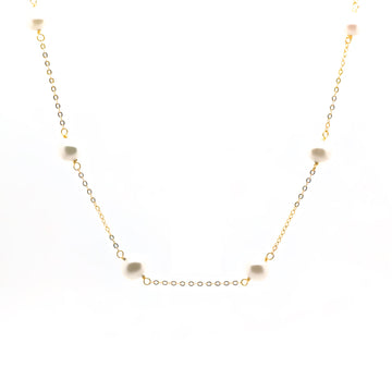 10k Yellow Gold Freshwater Station Pearl Necklace