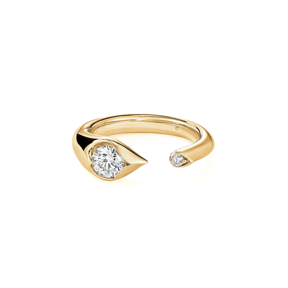 18K Gold LU Open Diamond Droplet Ring