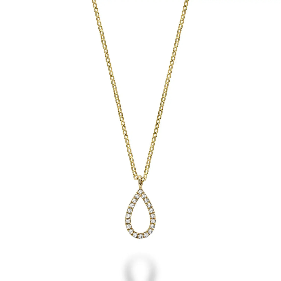 14k Gold Diamond Open Pear Necklace