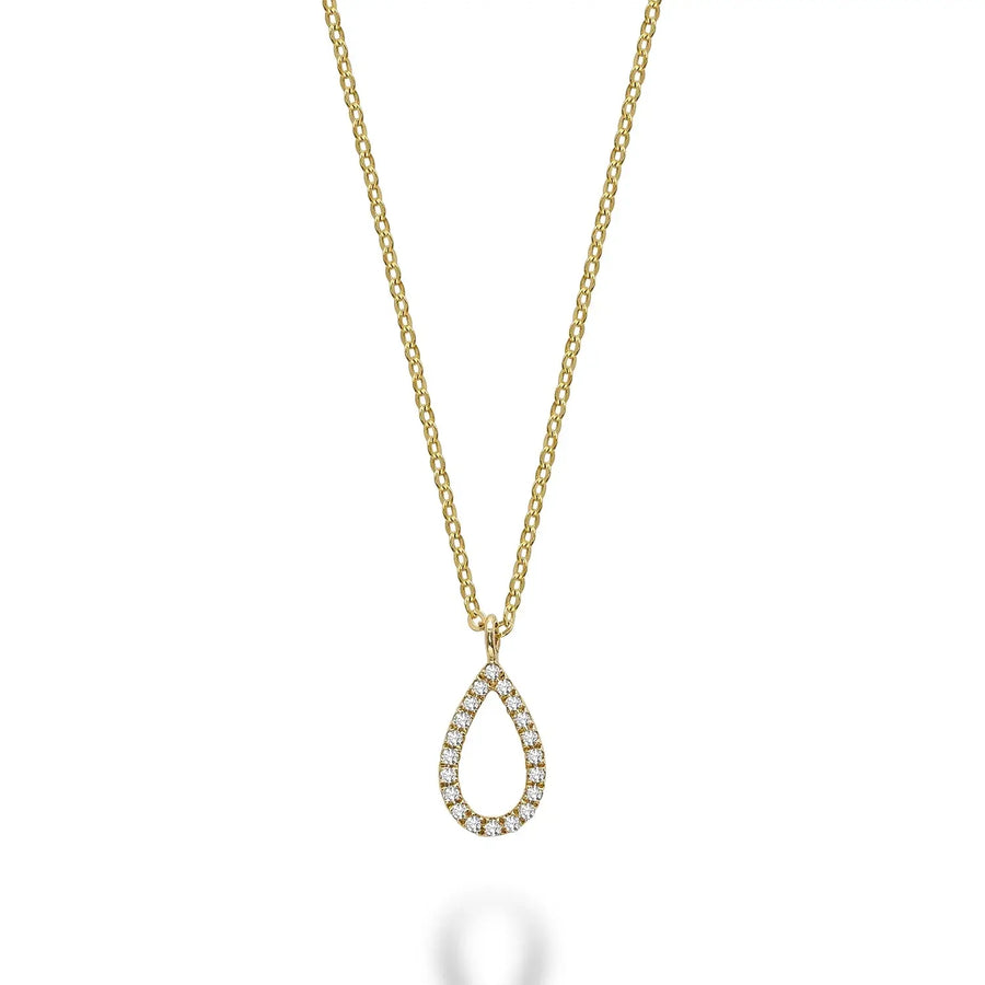 14k Gold Diamond Open Pear Necklace