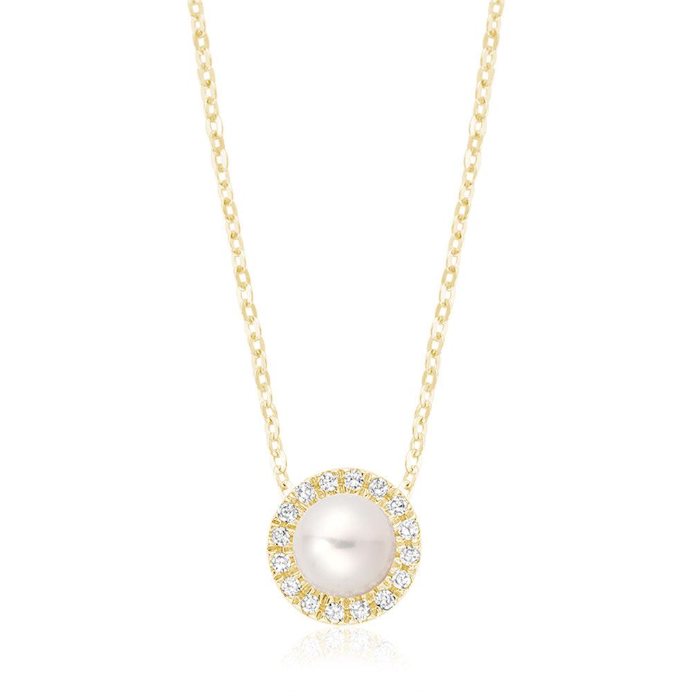 10k Gold Diamond & Pearl Necklace