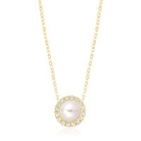 10k Gold Diamond & Pearl Necklace