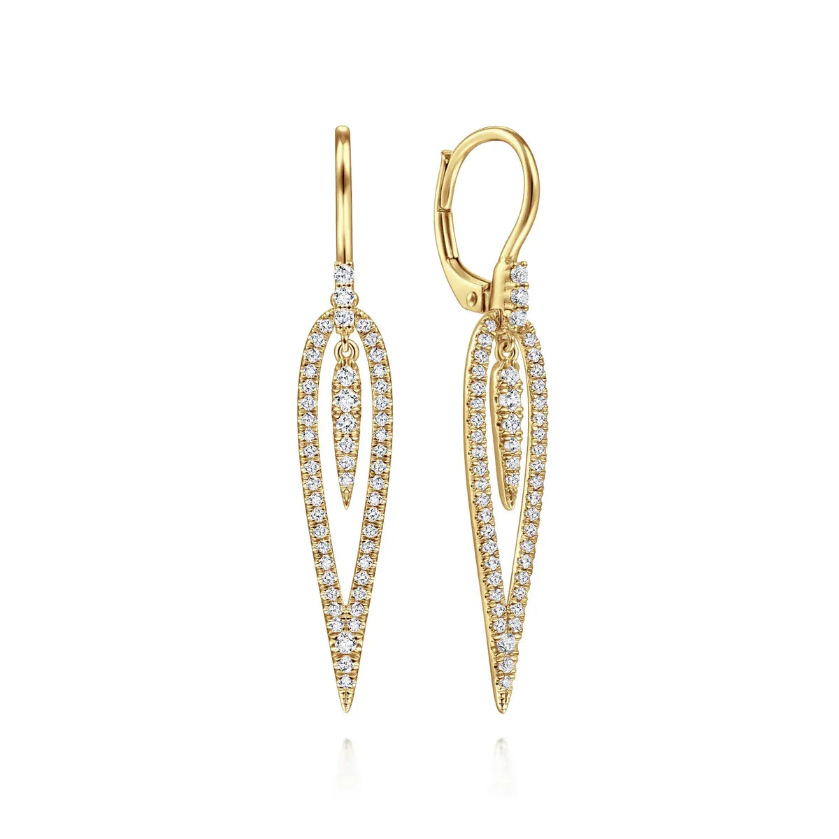 Diamond Teardrop Earrings with Center Drops