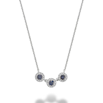 14K White Gold Blue Sapphire Necklace