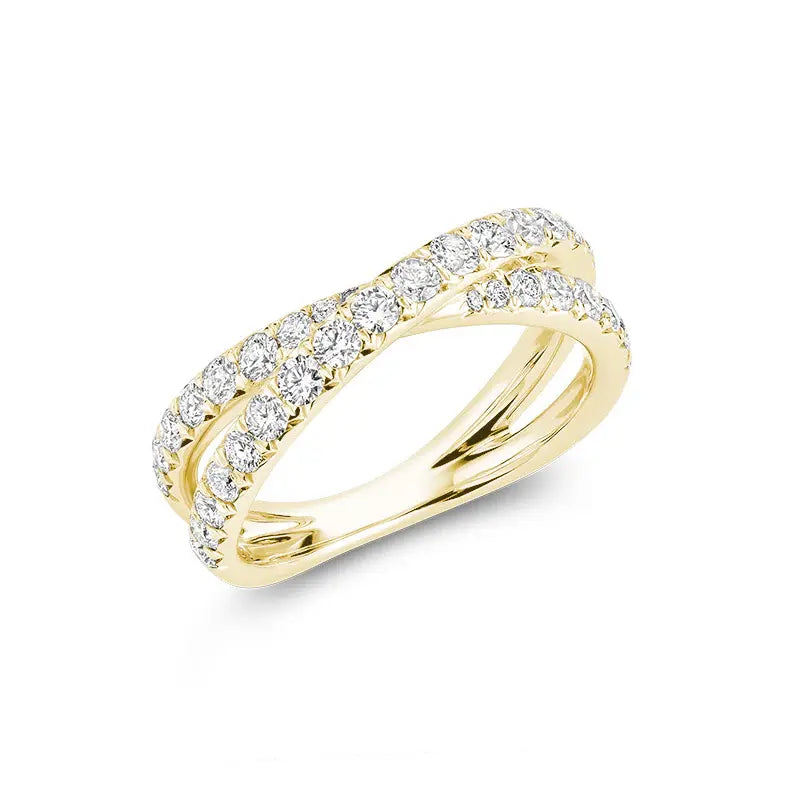 14k Gold Diamond Criss Cross Fashion Ring