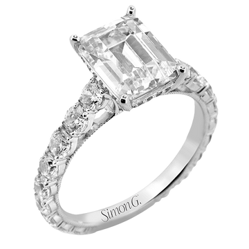 18k White Gold Emerald-Cut Multi-Stone Engagement Ring