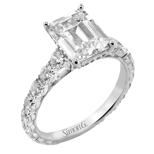 18k White Gold Emerald-Cut Multi-Stone Engagement Ring