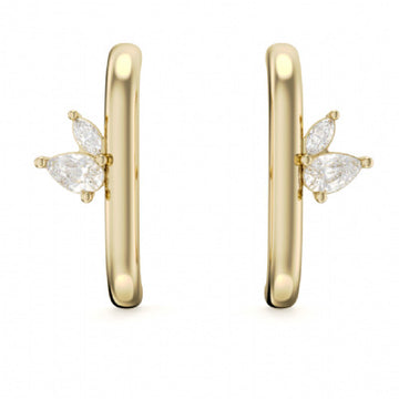 14K Yellow Gold Frosted Bar Leaf Studs