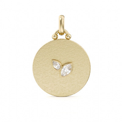 14k Yellow Gold Diamond Circle Pendant Necklace