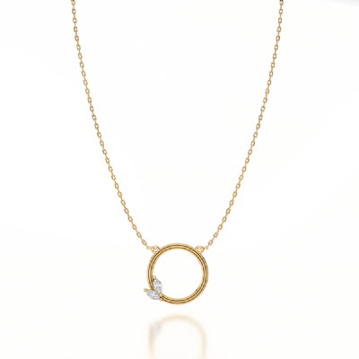 Diamond Frosted Circle Necklace