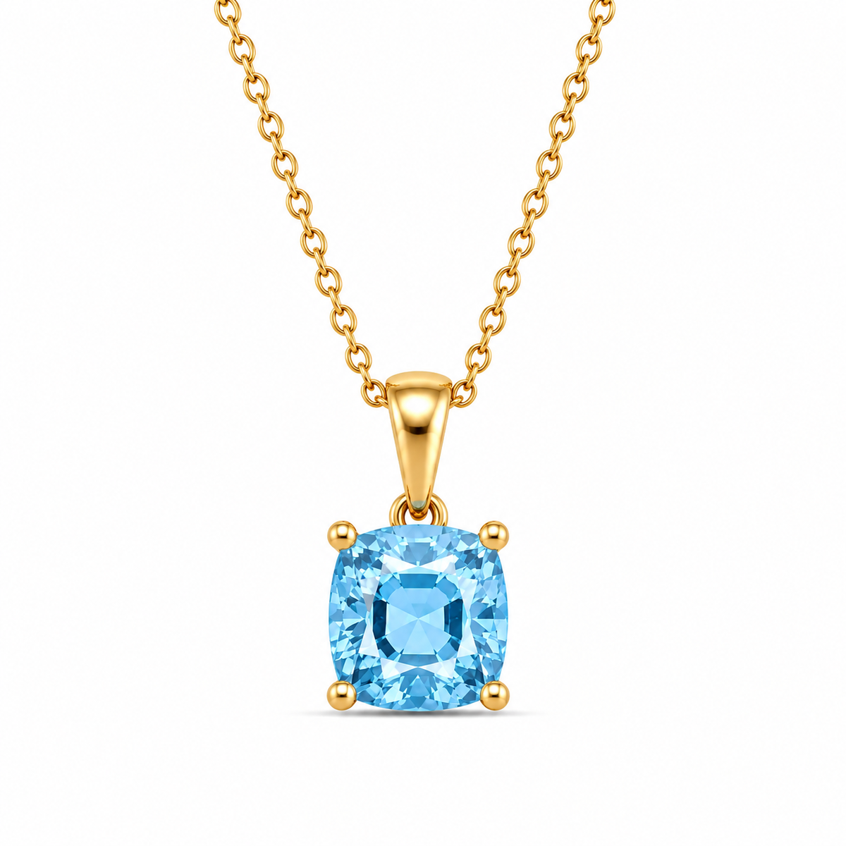 Cushion Cut Birthstone Necklace