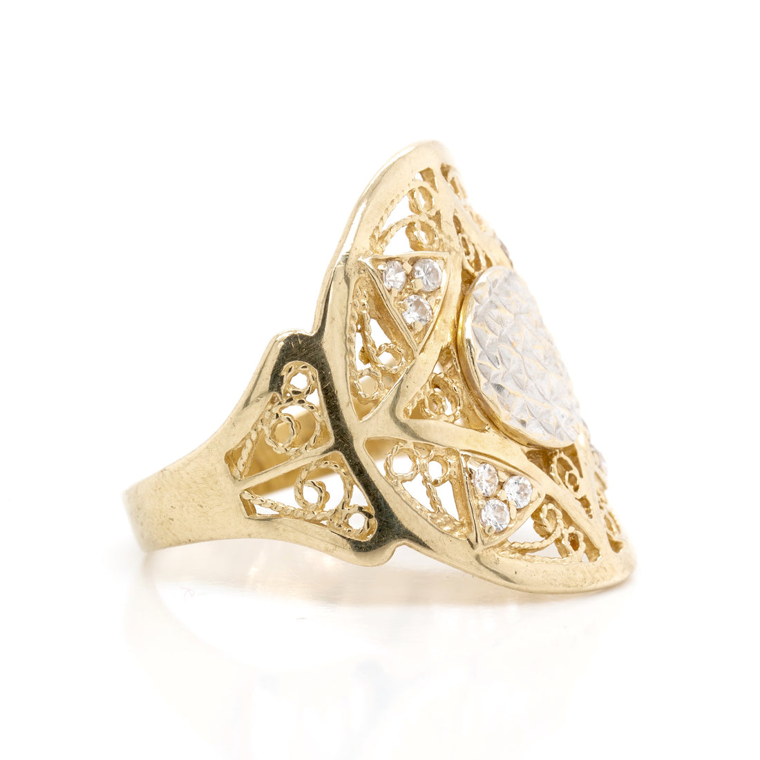14k Yellow & White Gold Cubic Zirconia Statement Ring