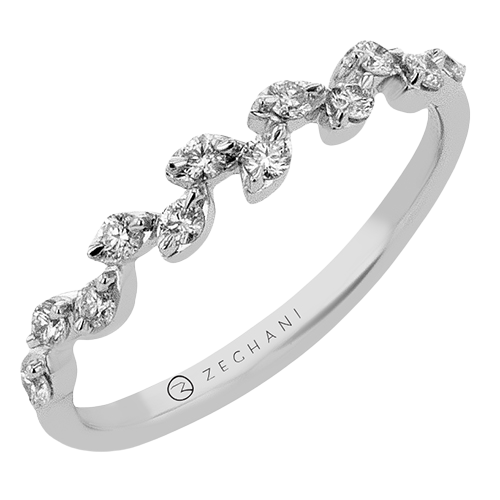 14K White Gold Diamond Leaf Wedding band