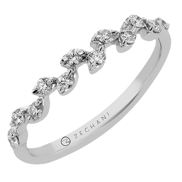 14K White Gold Diamond Leaf Wedding band