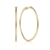 14K Yellow Gold Round Classic Hoop Earrings