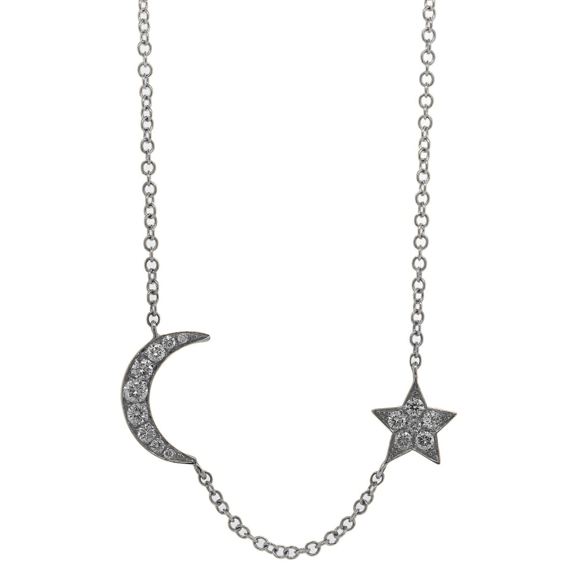 Diamond Moon & Star Necklace