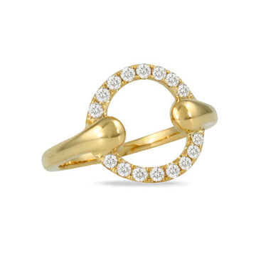 18K Yellow Gold Diamond Equestrian Open Circle Fashion Ring