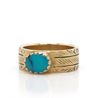 14k Yellow Gold Cerulean Blue Stone Ring