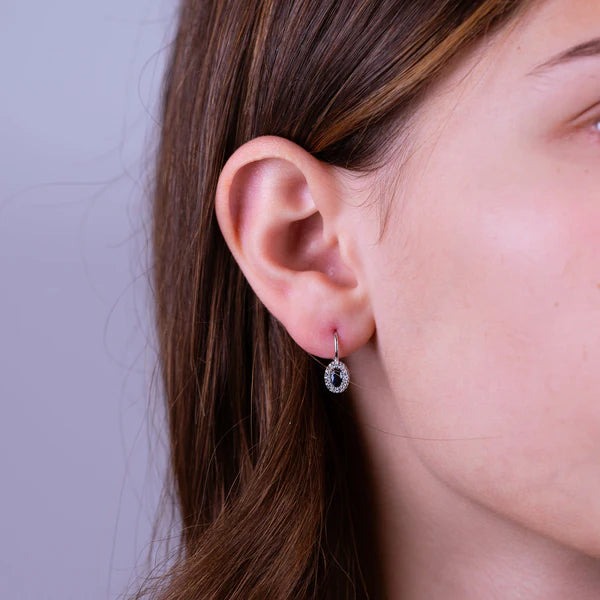 Blue Sapphire Diamond Halo Earrings