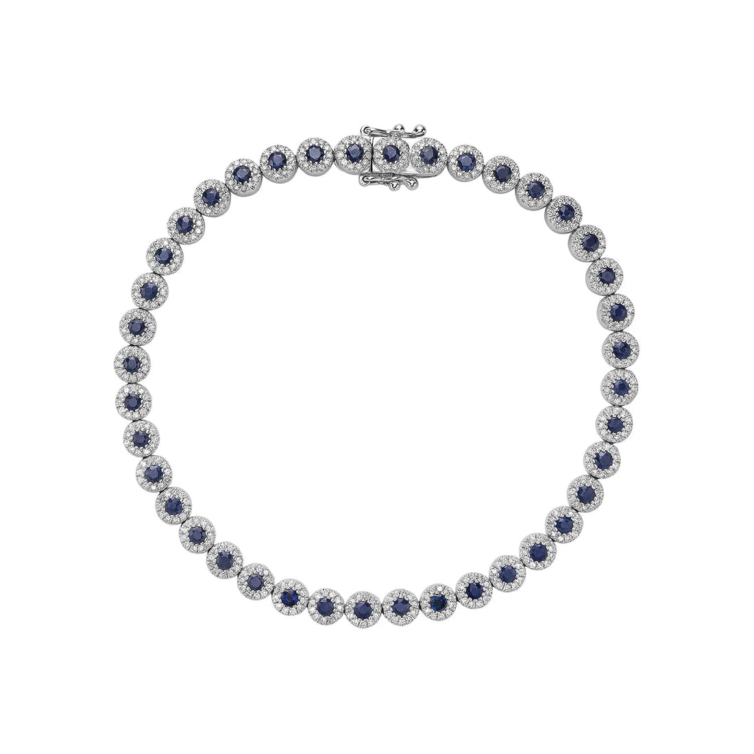 14k White Gold Gemstone & Diamond Bracelet