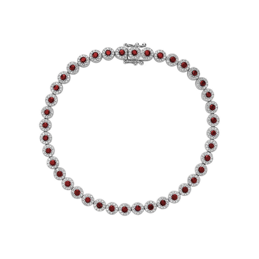 14k White Gold Gemstone & Diamond Bracelet