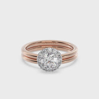 Zeghani Rose & White Gold Halo Engagement Ring