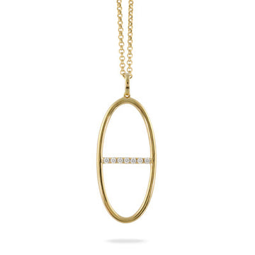 18K Yellow Gold Oval Equestrian Necklace