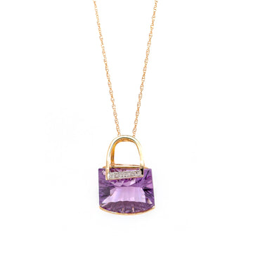 14k Yellow & White Gold Amethyst Necklace