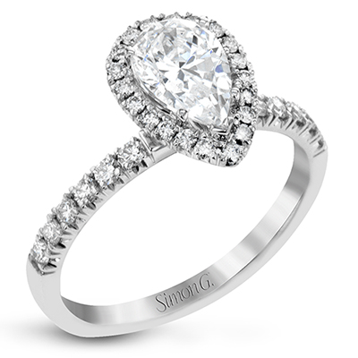 Simon G Pear Halo Engagement Ring