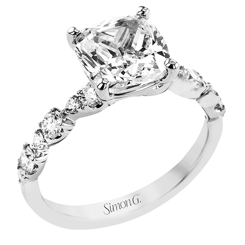 Simon G 18k White Gold Cushion Cut Engagement Ring