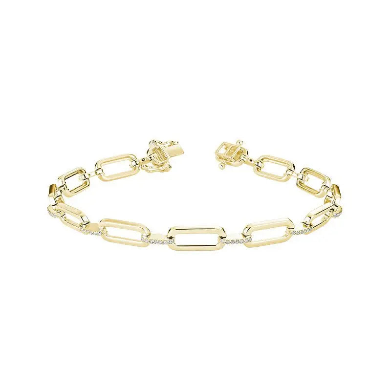 10k Yellow Gold Paper Clip Diamond Bracelet