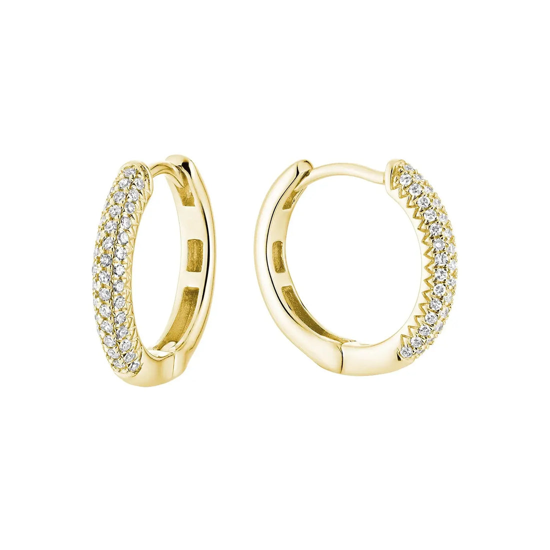 14k Gold Pave Diamond Huggie Earrings