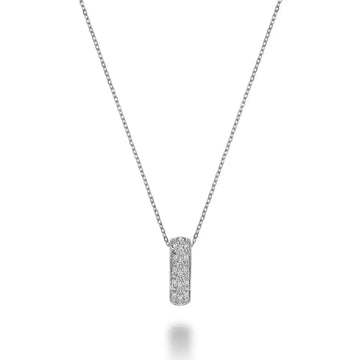 10k White Gold Diamond Pave Necklace